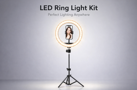 Selfie Ring Light Tripod Stand - Mini LED Phone Tripod with Remote